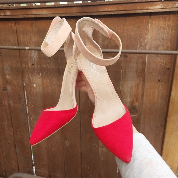 CHARLES BY CHARLE DAVID RED PUMP SLIP ON HEELS SIZE 7.5 👠 Usa - Picture 8 of 8